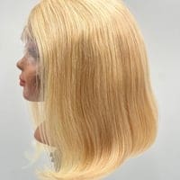 A blonde wig is shown with long hair.